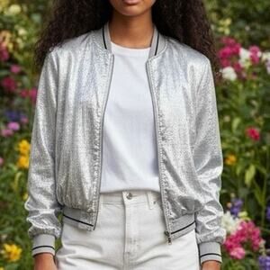 Verdusa Bomber Jacket Lightweight Metallic Silver 
size Small (runs big) NWT